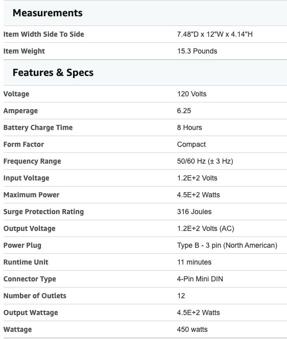 Tripp Lite AVR750U Specifications